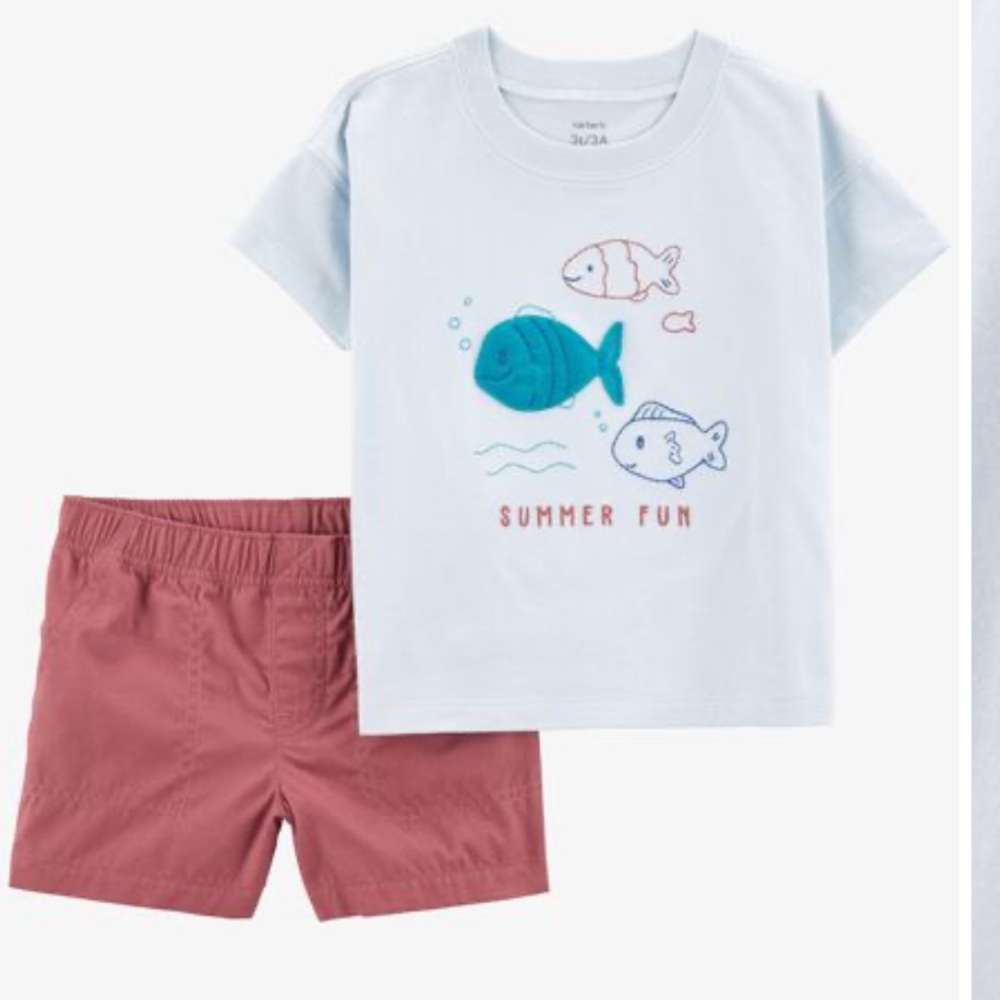 NWOT Carters Toddler Boy Two Piece Tee and Pull On Short Set